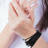 Maxbell 10pcs Elastic Silicone Women Girl's Hair Rope Bracelet Bangles - Black