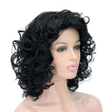 14" Elegant Women Short Fluffy Kinky Wavy Curly Synthetic Hair Wigs Black - Aladdin Shoppers