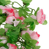 Maxbell Artificial Rose Garland Silk Flower Vine for Garden Decoration - Pink
