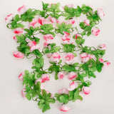 Maxbell Artificial Rose Garland Silk Flower Vine for Garden Decoration - Pink