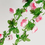 Maxbell Artificial Rose Garland Silk Flower Vine for Garden Decoration - Pink