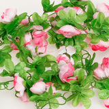 Maxbell Artificial Rose Garland Silk Flower Vine for Garden Decoration - Pink
