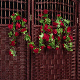 Artificial Realistic Rose Garland Silk Flower Vine For Home Wedding Garden Floral Decor Party Supplies- Red