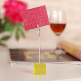 Cube Wire Memo Holder Paper Note Clip - Translucent Yellow