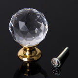 Maxbell  Clear Crystal Drawer Pull Cabinet Knob Pull Handle w/ Golden Base