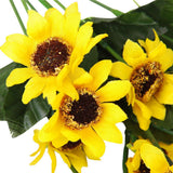 Maxbell 1 Piece Artificial Simulation Sunflower Plant with 14 Flower Heads Decoration - Yellow