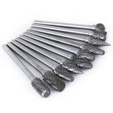 Maxbell 10pcs Tungsten Steel YG8 Carbide Rotary Burr 6mm Head Diameter
