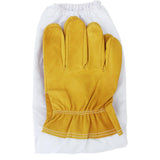 Maxbell Pair Protective Beekeeping Gloves, Goatskin Bee Keeping with Vented Long Sleeves - Yellow and white