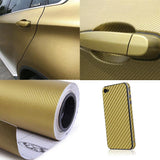 127*30cm DIY Carbon Fiber Vinyl Car Sticker Wrap Sheet Film Decal - Golden