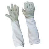 Maxbell Pair Protective Beekeeping Gloves, Goatskin Bee Keeping with Vented Long Sleeves - Grey and White