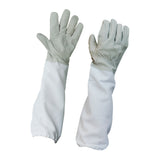 Maxbell Pair Protective Beekeeping Gloves, Goatskin Bee Keeping with Vented Long Sleeves - Grey and White