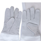 Maxbell Pair Protective Beekeeping Gloves, Goatskin Bee Keeping with Vented Long Sleeves - Grey and White
