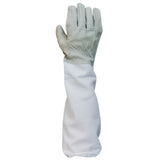 Maxbell Pair Protective Beekeeping Gloves, Goatskin Bee Keeping with Vented Long Sleeves - Grey and White