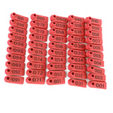 Maxbell Livestock Animal Dog Goat Sheep Ear Tags 001-100 Numbers Eartag 100 Sets Red
