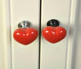 Maxbell  Heart Shaped Ceramic Door Drawer Bin Handle Pull Knob Hardware Red S