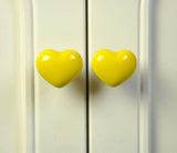 Maxbell  Heart Shaped Ceramic Door Drawer Bin Handle Pull Knob Hardware Yellow L