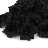 Maxbell 50 Silk Roses Artificial Bridal Clips Wedding Decoration Flower Heads Black