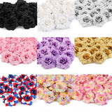 Maxbell 50 Silk Roses Artificial Bridal Clips Wedding Decoration Flower Heads Black