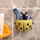 Ladybug Sucker Toothbrush Holder For Kids Storage Rack Bathroom Decor Yellow