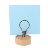 Maxbell Bulb Clip Photo Holder Picture Card Note Memo Display Wood Base Standing DIY