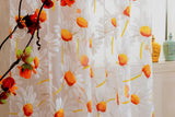 Maxbell 1x2M Sunflower Voile Window Burnt-Out Curtain Sheer Panel Tulle with Beads