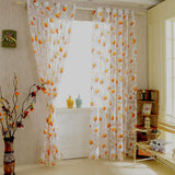 Maxbell 1x2M Sunflower Voile Window Burnt-Out Curtain Sheer Panel Tulle with Beads