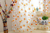 Maxbell 1x2M Sunflower Voile Window Burnt-Out Curtain Sheer Panel Tulle with Beads