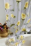 Maxbell 2.5Mx1M Floral Sheer Eyelets Beaded Valance Voile Curtain Window Panel YLW