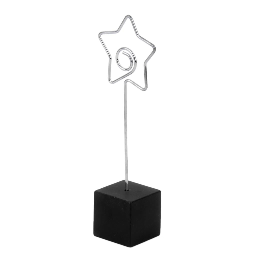 Black cube base card picture memo photo clips holder Star shape wire clip