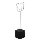 Black cube base card picture memo photo clips holder Bear shape wire clip