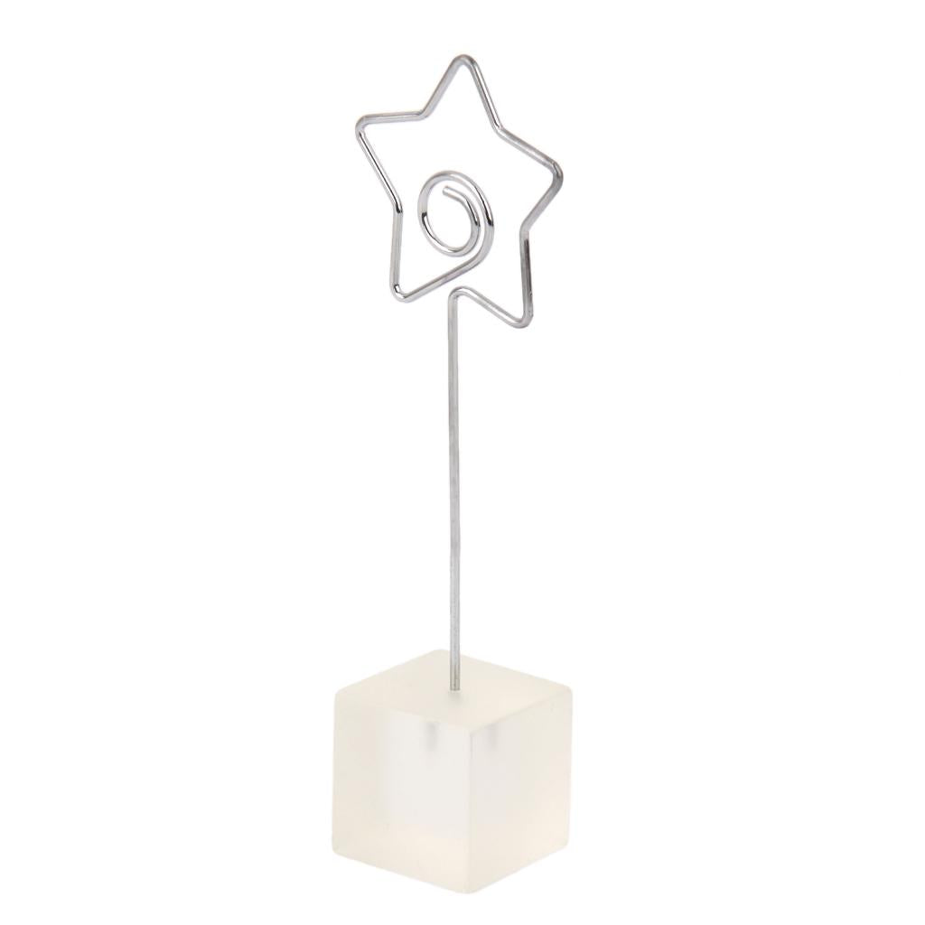 Translucent cube base card picture memo photo clips holder Star wire clip