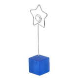 Blue cube base card picture memo photo clips holder star shape wire clip