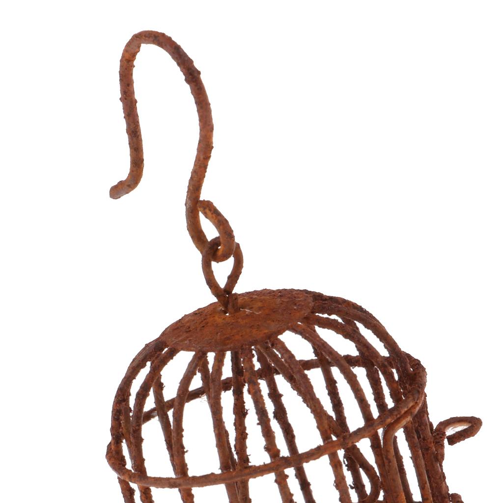 1/6 Dollhouse Bronze Metal Birdcage with Hanger Fairy Garden Accessory Decor - Aladdin Shoppers