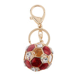 Maxbell Fashion Rhinestone Crystal  Red Football Soccer Charm Purse Bag Key Ring Keychain Keyfob