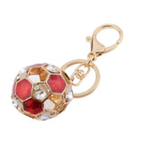 Maxbell Fashion Rhinestone Crystal  Red Football Soccer Charm Purse Bag Key Ring Keychain Keyfob