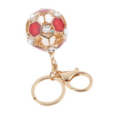 Maxbell Fashion Rhinestone Crystal  Red Football Soccer Charm Purse Bag Key Ring Keychain Keyfob