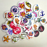 Maxbell Pack of 50 Assorted Ocean Series Pattern Wooden Buttons for Sewing Crafts