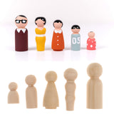 Maxbell Set of 5Pcs Wooden Peg Dolls People Peg Dolls Wooden Family DIY Crafts Cake Topper