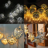 Maxbell Pack of 10 Fairy String Lights Lanterns Xmas Moroccan Lights Shade DIY Decoration Silver Star