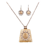 Maxbell Women Accessories Gold Sun Flower Exquisite Necklace Earrings Jewelry Set