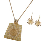 Maxbell Women Accessories Gold Sun Flower Exquisite Necklace Earrings Jewelry Set