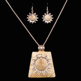 Maxbell Women Accessories Gold Sun Flower Exquisite Necklace Earrings Jewelry Set