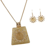 Maxbell Women Accessories Gold Sun Flower Exquisite Necklace Earrings Jewelry Set