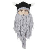 Maxbell Kid Cosplay Costume Beanie Viking Crochet Horn Hat Winter Knitted Wig Caps Long Light Gray Wind Mask Beard