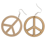 Maxbell Anti-war Peace Wooden Pendant Hook Earrings DIY Jewelry Findings 48mm