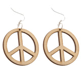 Maxbell Anti-war Peace Wooden Pendant Hook Earrings DIY Jewelry Findings 48mm