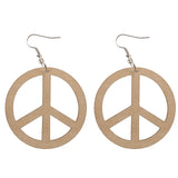 Maxbell Anti-war Peace Wooden Pendant Hook Earrings DIY Jewelry Findings 48mm