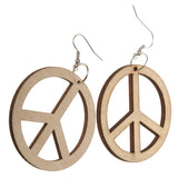 Maxbell Anti-war Peace Wooden Pendant Hook Earrings DIY Jewelry Findings 48mm