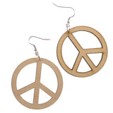 Maxbell Anti-war Peace Wooden Pendant Hook Earrings DIY Jewelry Findings 48mm