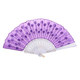 Maxbell Wedding Party Gift Handmade Spanish Flower Pattern Folding Lace Hand Fan